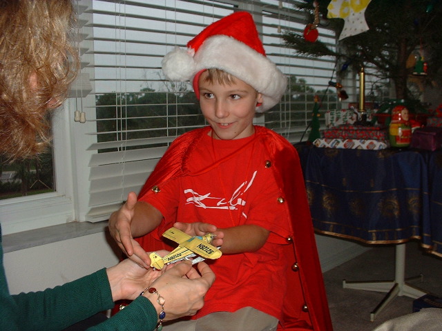 Evan Adams as a Christmas elf